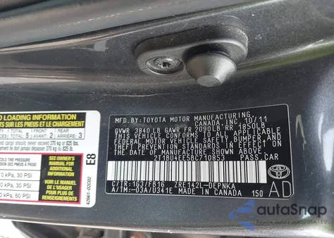 2011 Toyota Corolla Le from USA, damaged, VIN 2T1BU4EE5BC710853